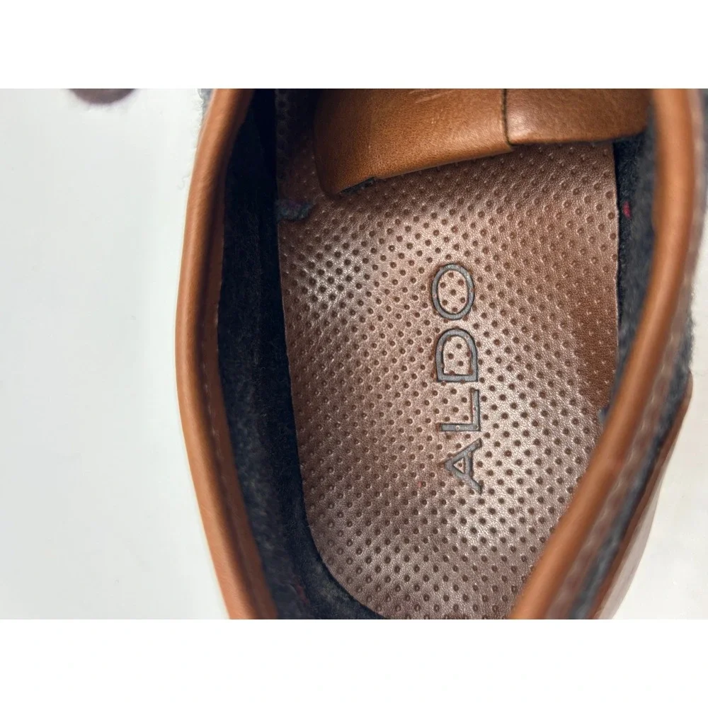 ALDO Men's Brown Leather & Wool Casual Oxford Shoes Size 9.5 Leather Lace-Up